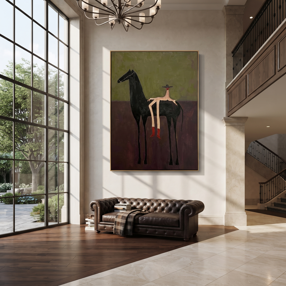 Red Boots Rest Black styled with wood, linen, and modern decor