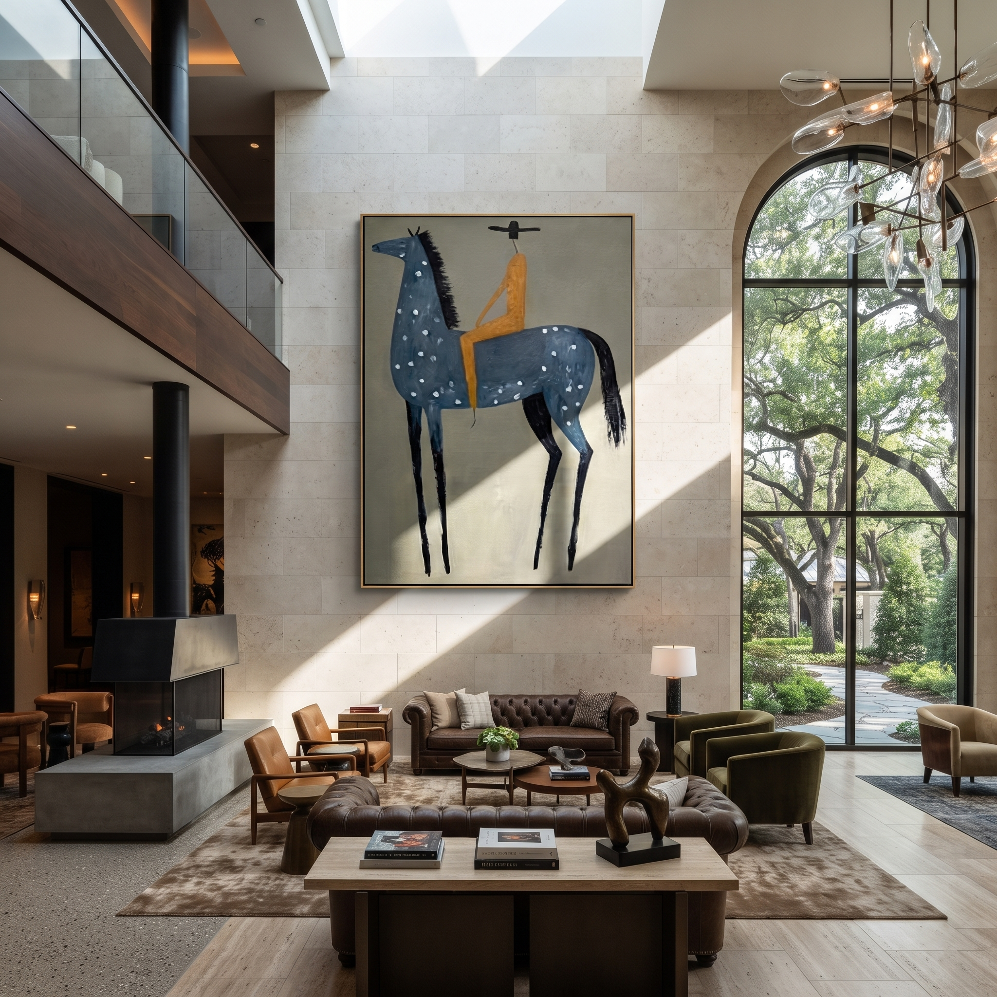 Blue Dapples Carry Gold displayed in a collected contemporary interior