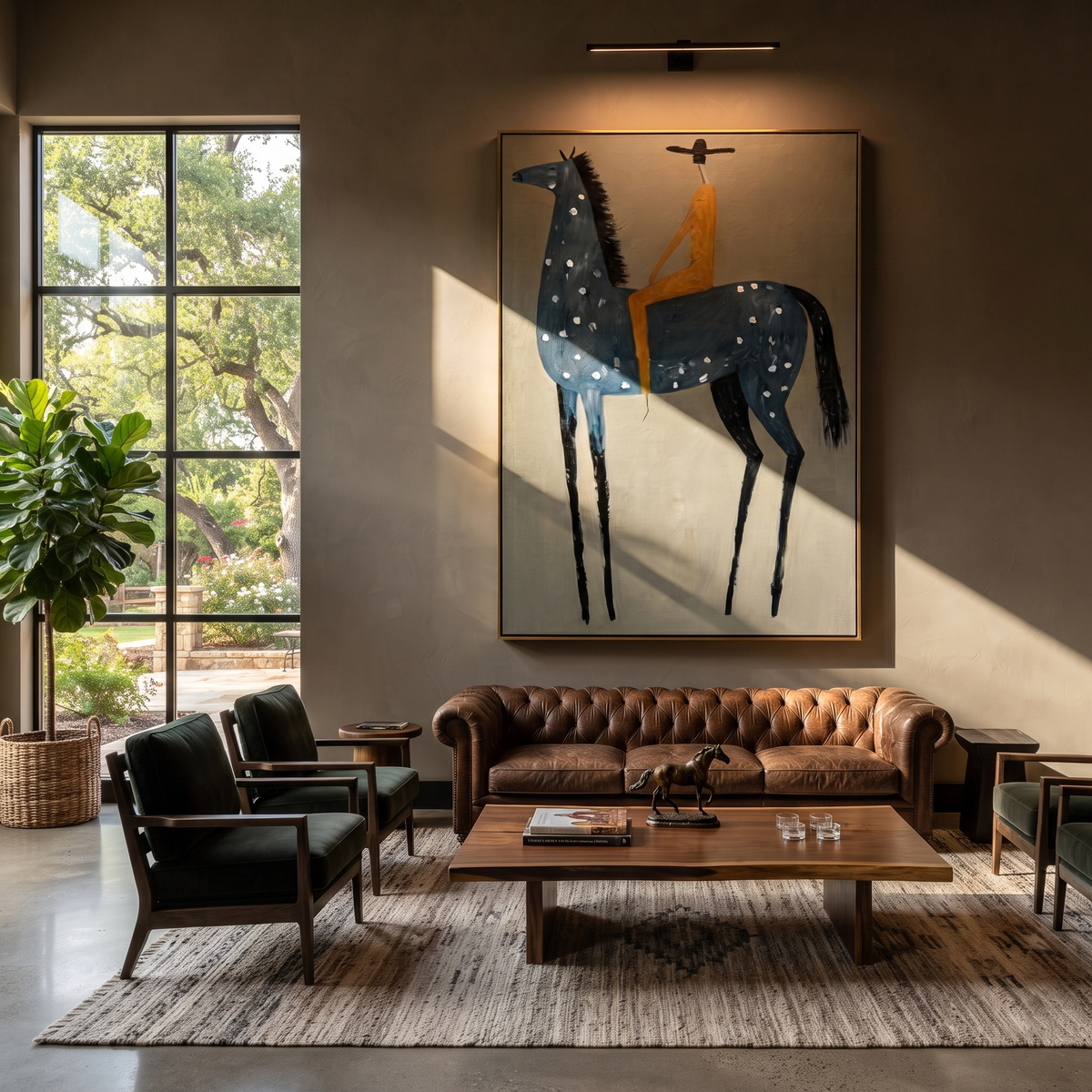 Blue Dapples Carry Gold presented as a colorful interior focal point