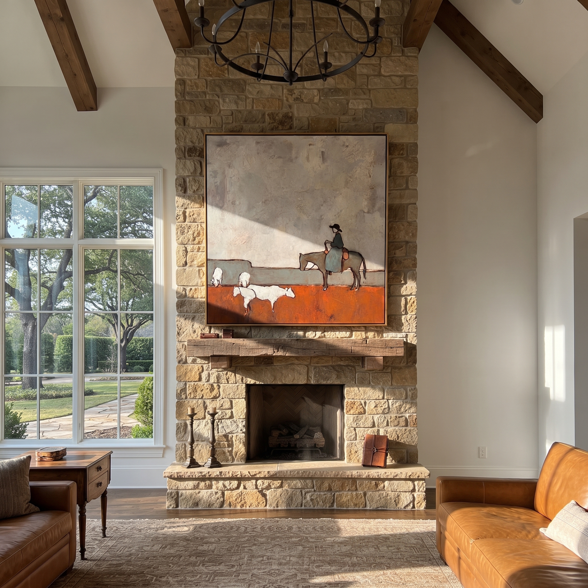Sheep Cross Rust Pasture styled with warm modern furnishings