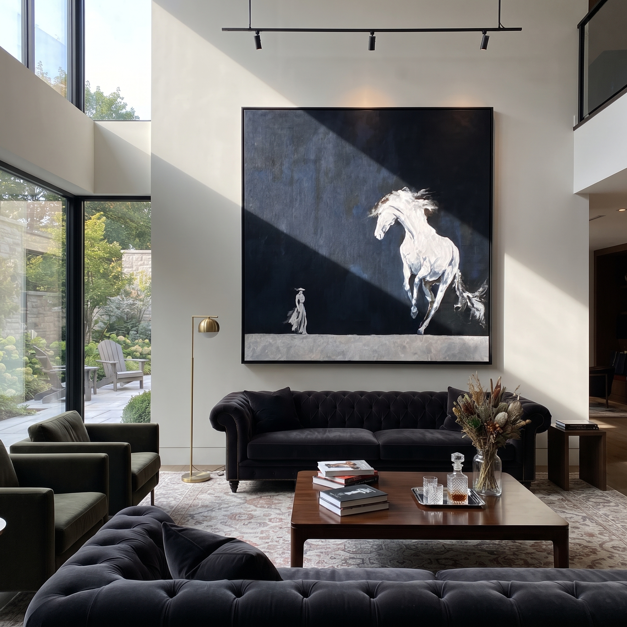 White Horse Rises Night displayed in a layered residential setting