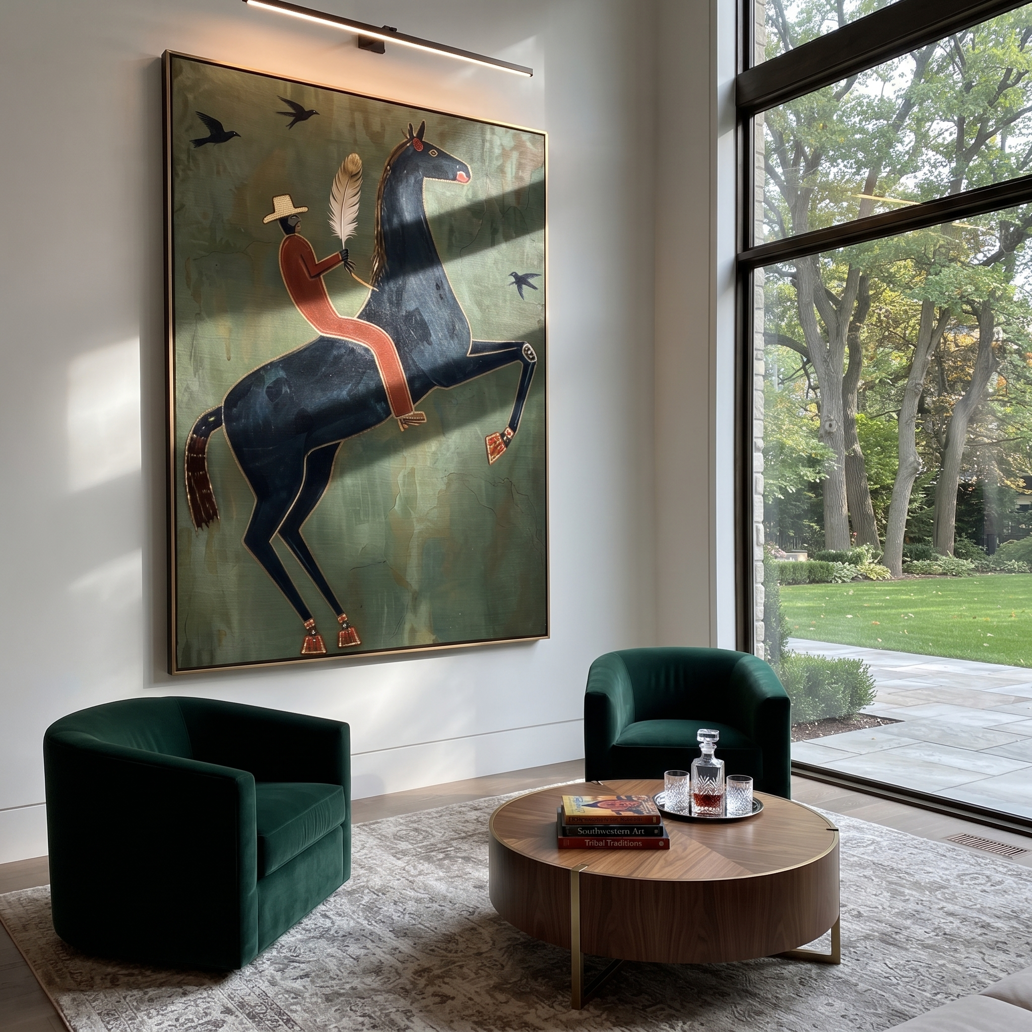 Feather Rider Rears Green styled with warm modern furnishings