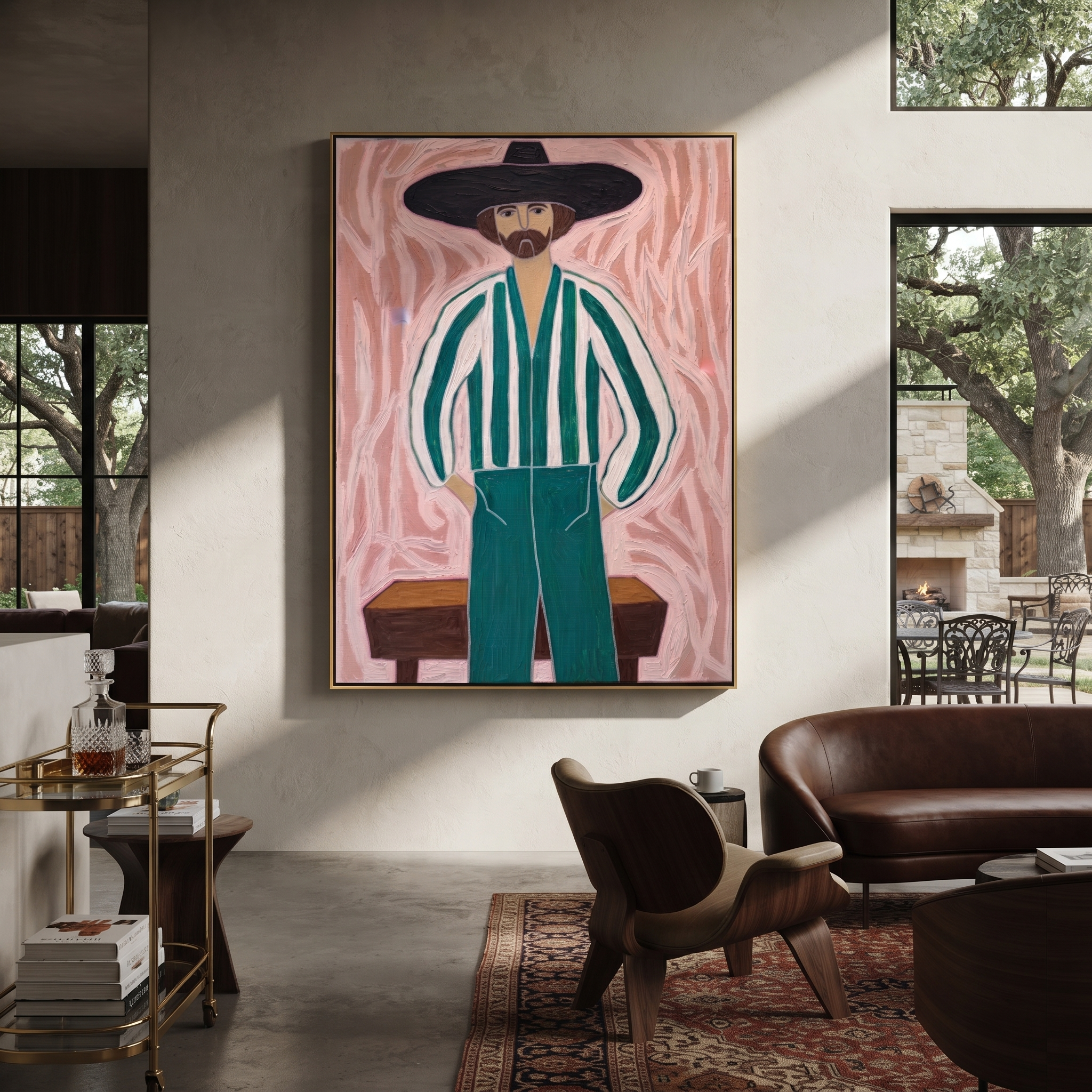 Green Stripes Face Blush styled with warm modern furnishings