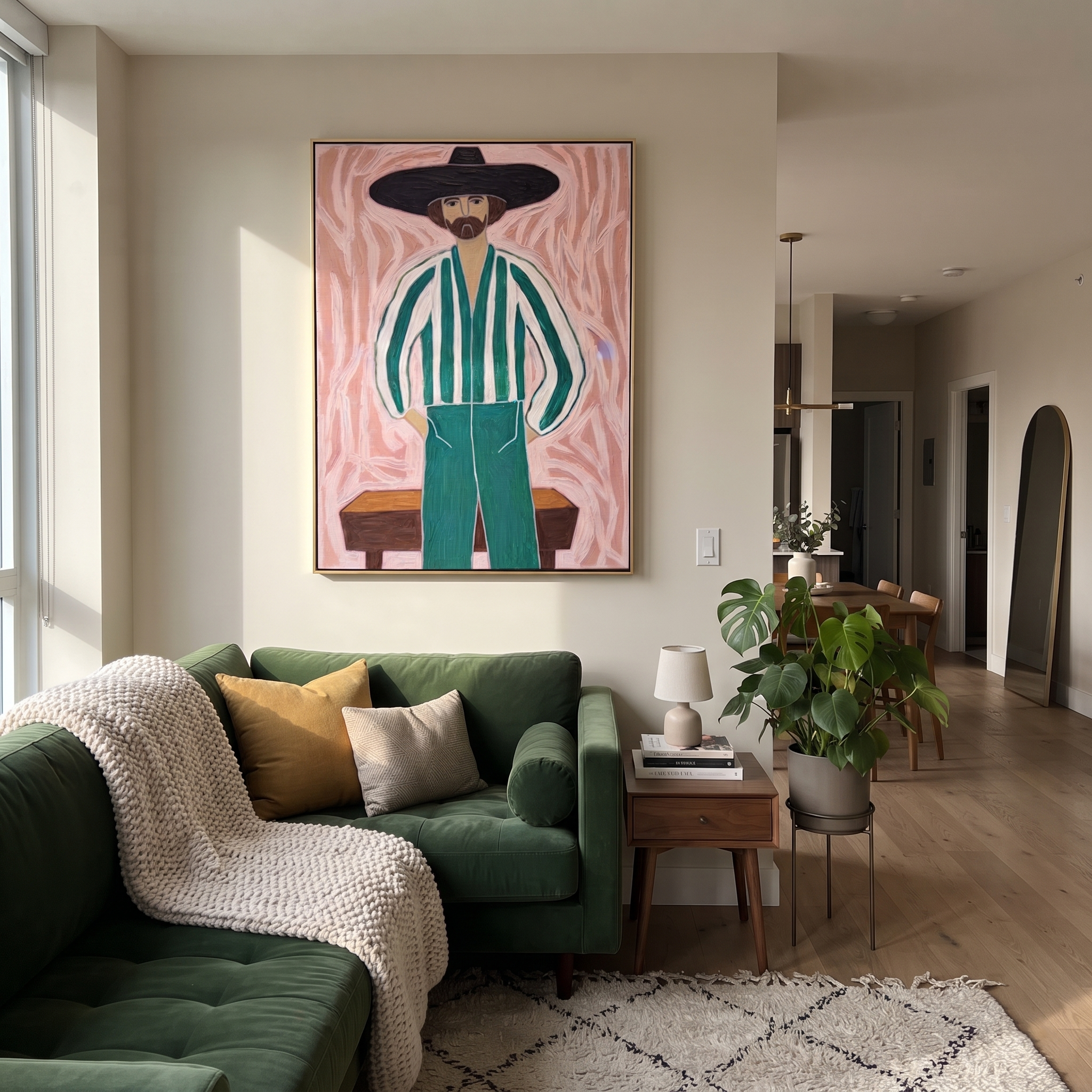 Green Stripes Face Blush presented as a colorful interior focal point