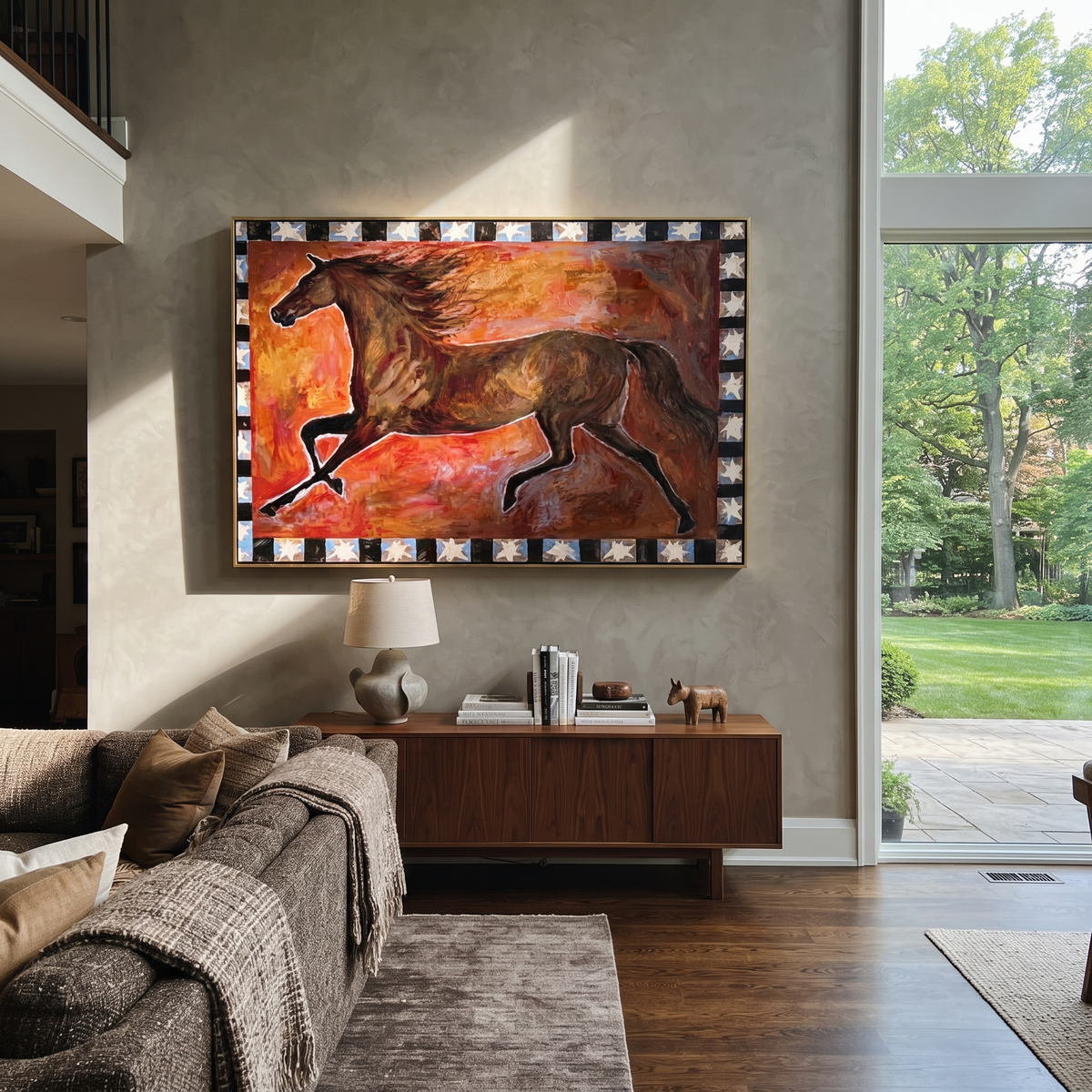 Dark Horse Runs Stars displayed in a layered residential setting