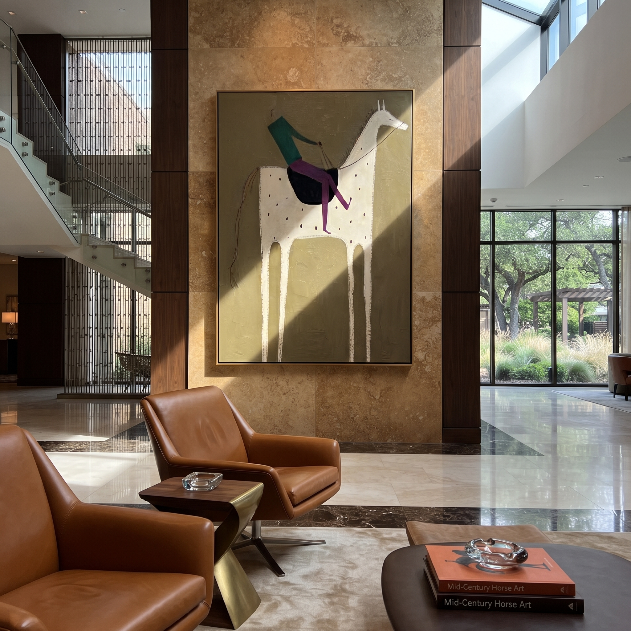 White Horse Carries Green displayed in a collected contemporary interior