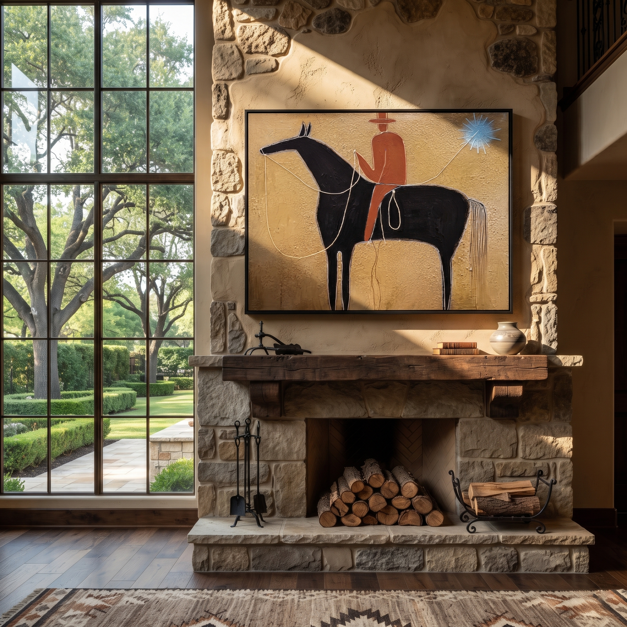 Blue Star Pulls Rein displayed in a collected contemporary interior