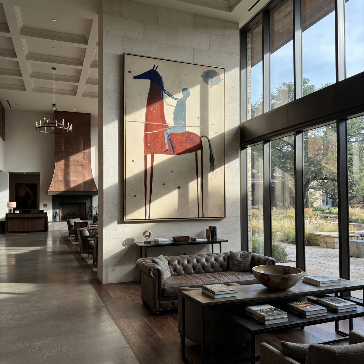 Moon Watches Red Horse displayed in a collected contemporary interior