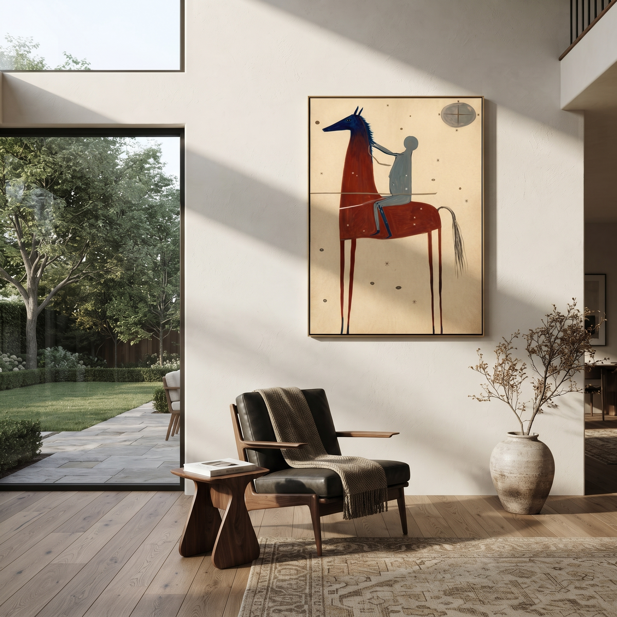 Moon Watches Red Horse styled with warm modern furnishings