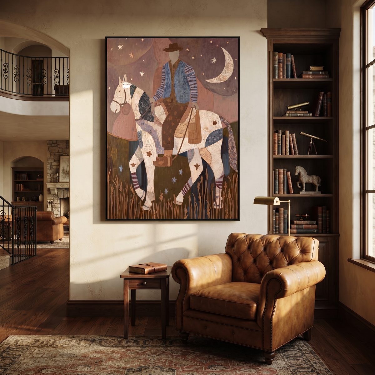 Patchwork Rider Meets Crescent styled with warm modern furnishings