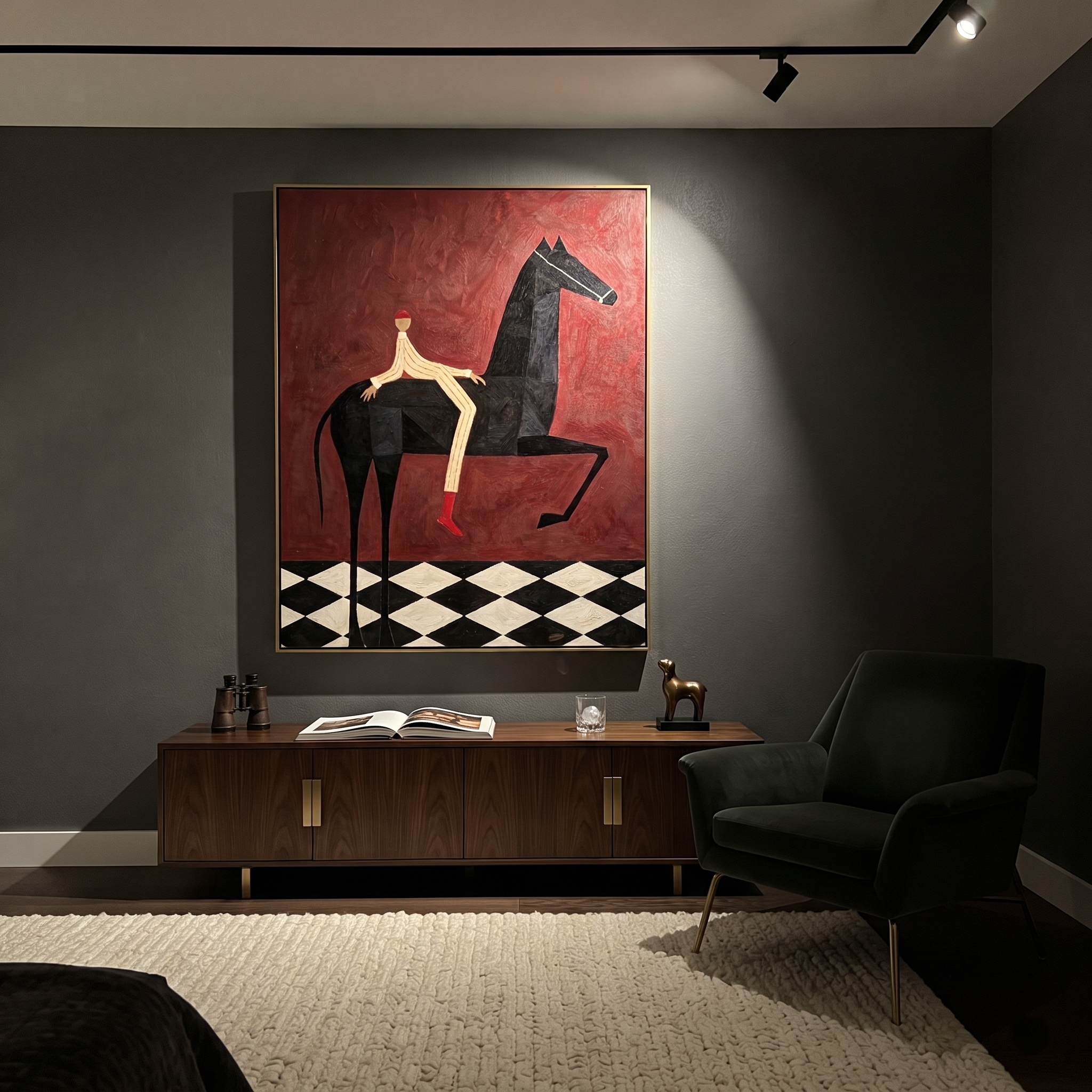 Red Boots Cross Burgundy displayed in a layered residential setting