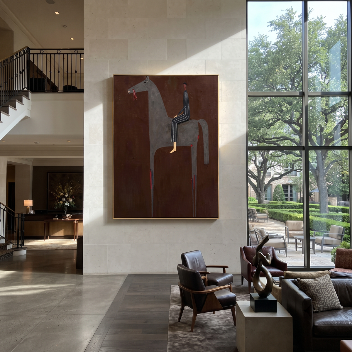Gray Horse Carries Stripes displayed in a collected contemporary interior