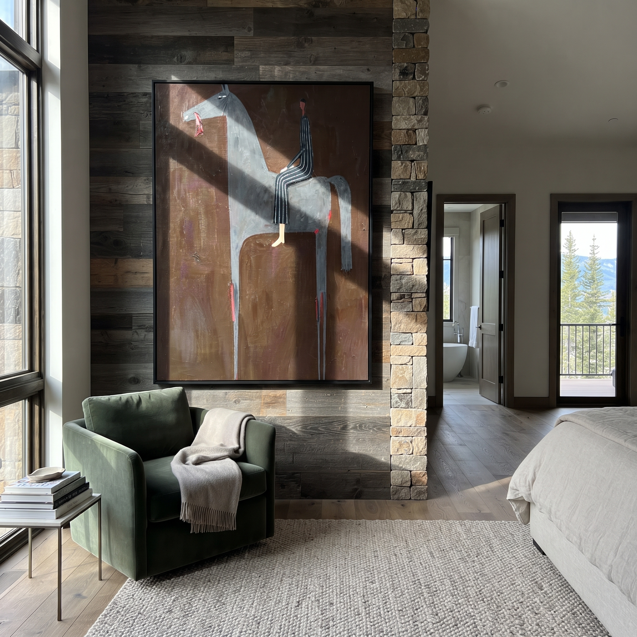 Gray Horse Carries Stripes presented as a colorful interior focal point