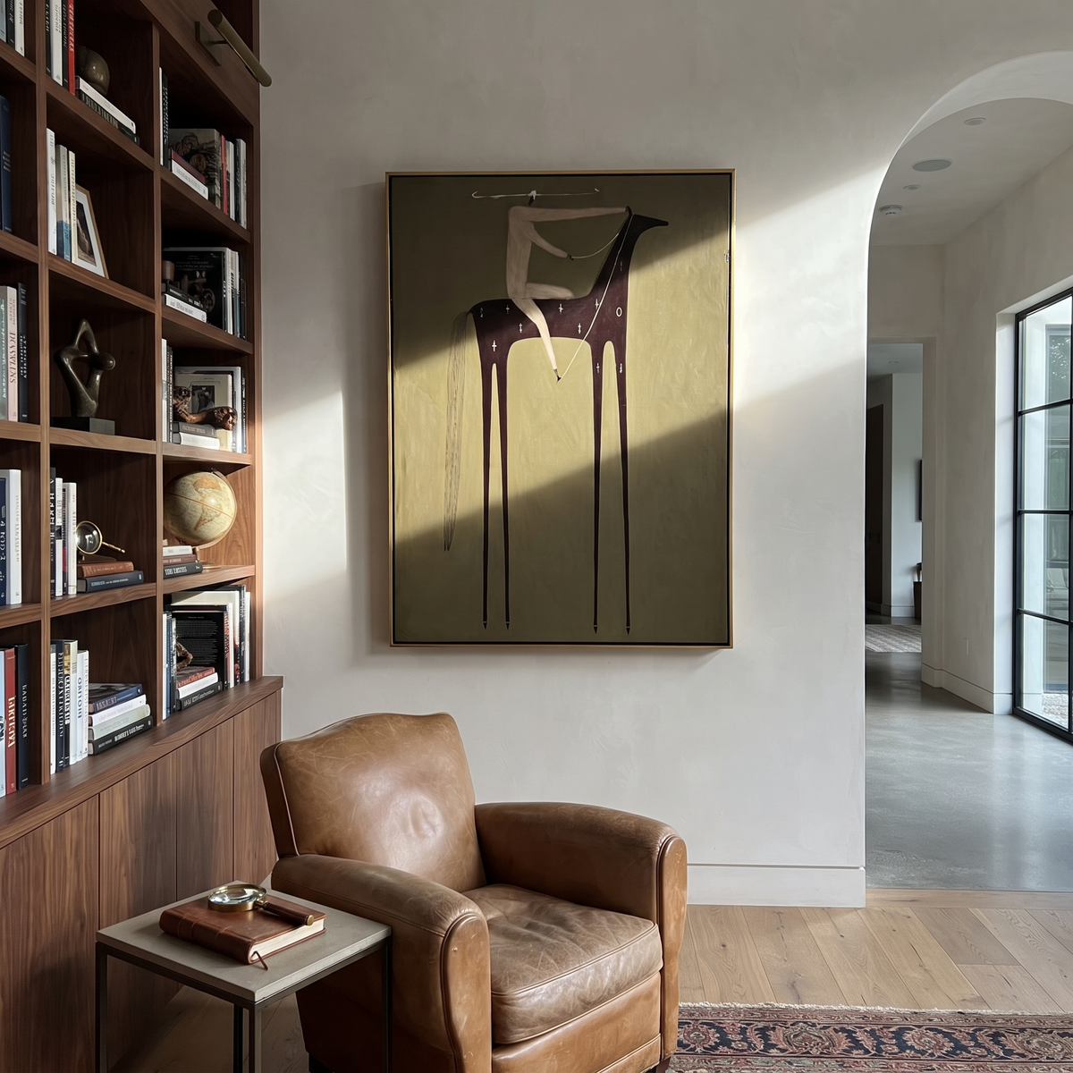 Pale Acrobat Balances Midnight displayed in a layered residential setting