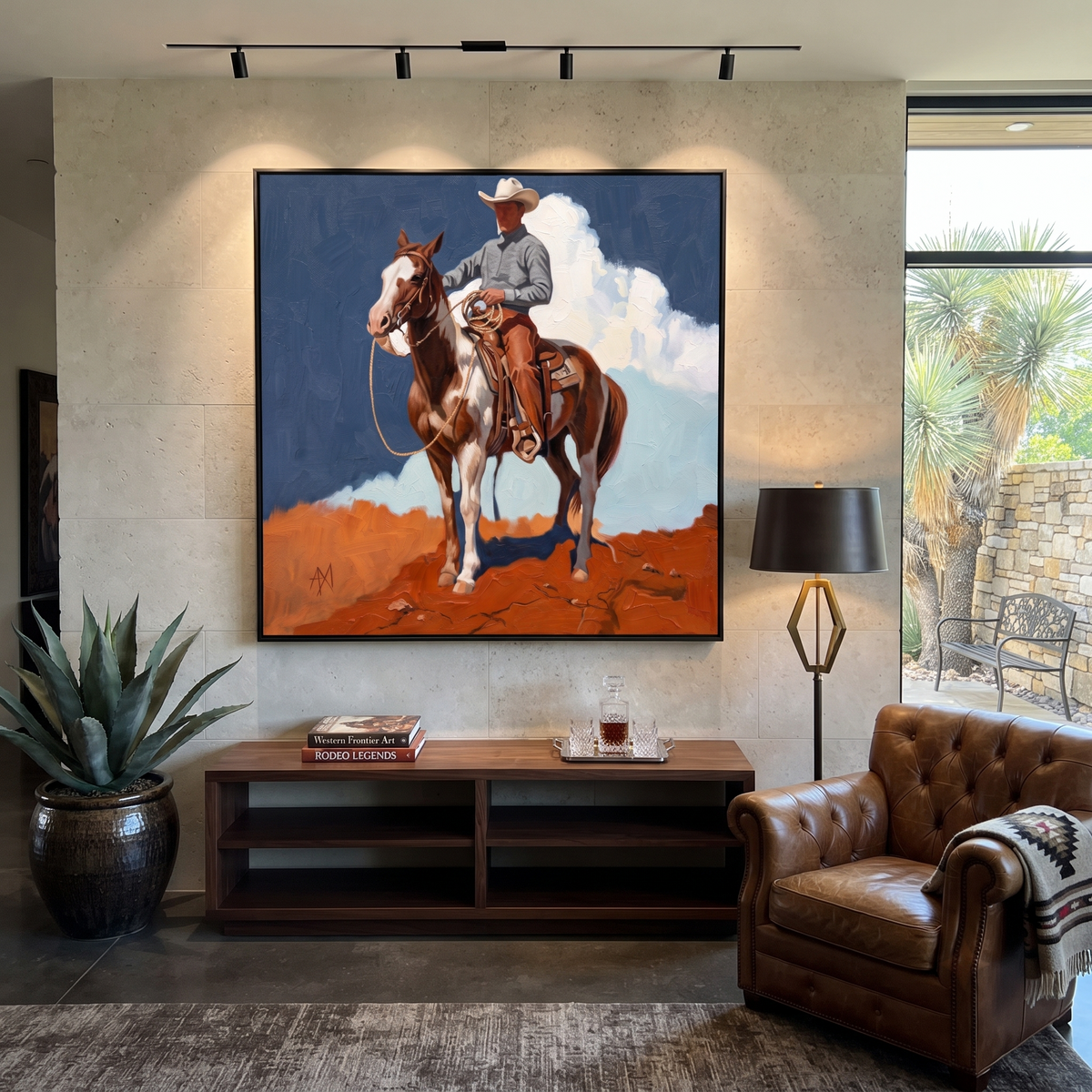 Clouds Gather Behind Saddle displayed in a collected contemporary interior