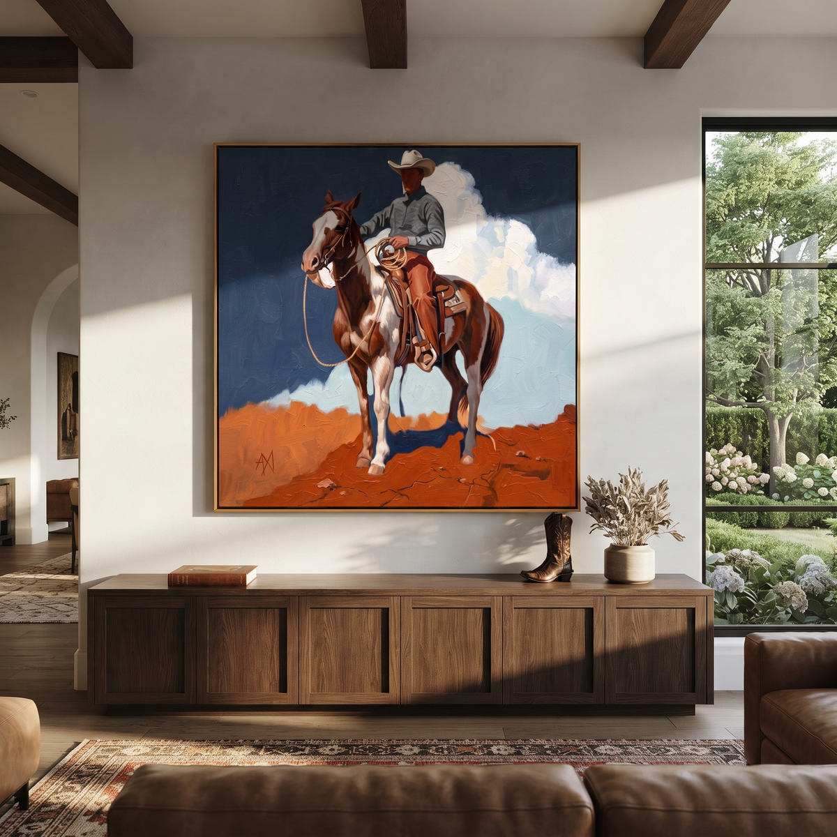 Clouds Gather Behind Saddle displayed in a layered residential setting