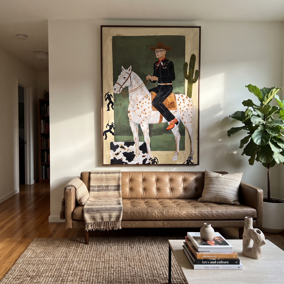 Spotted Trails Pass Cactus styled with wood, linen, and modern decor