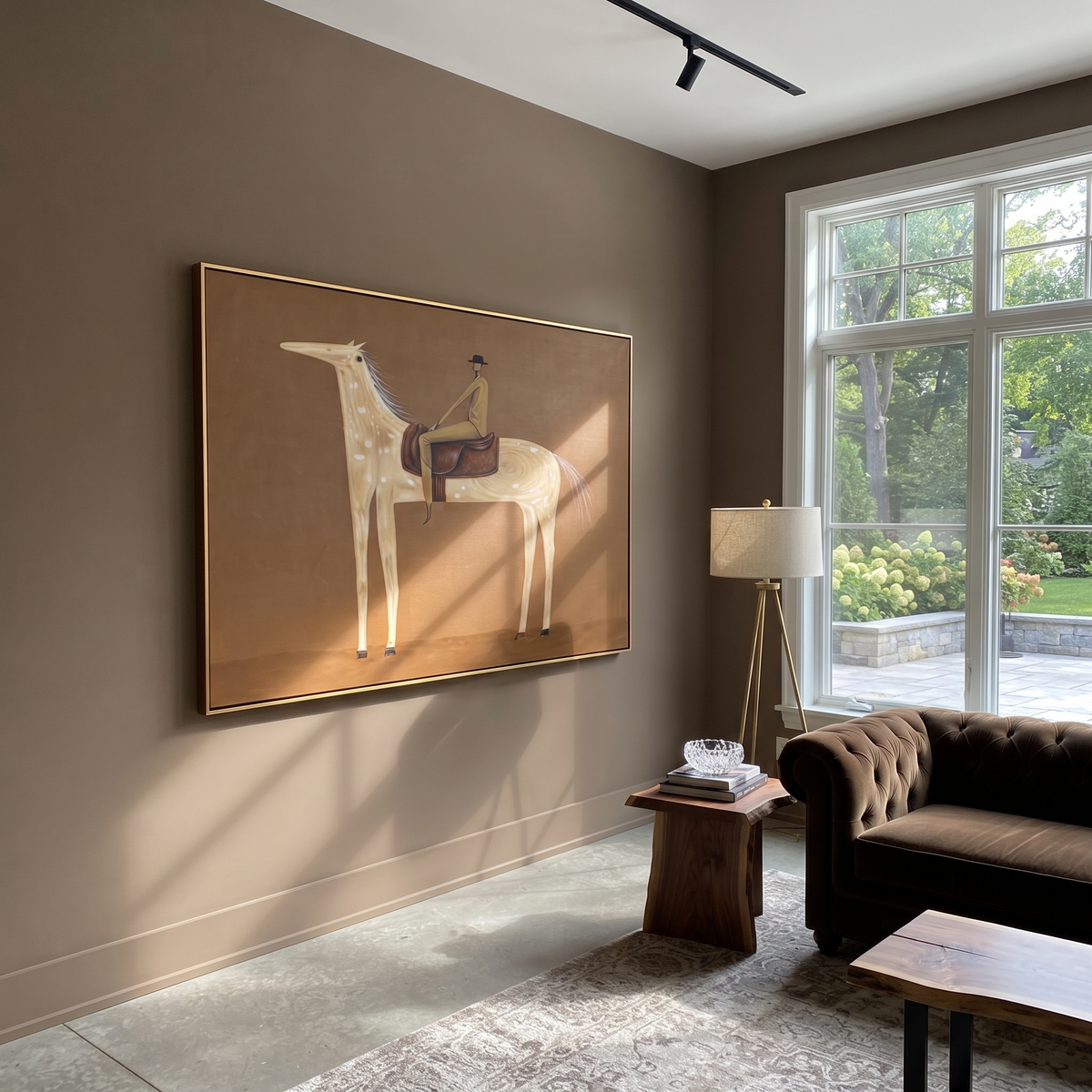 Pale Dapples Cross Ochre presented as a colorful interior focal point