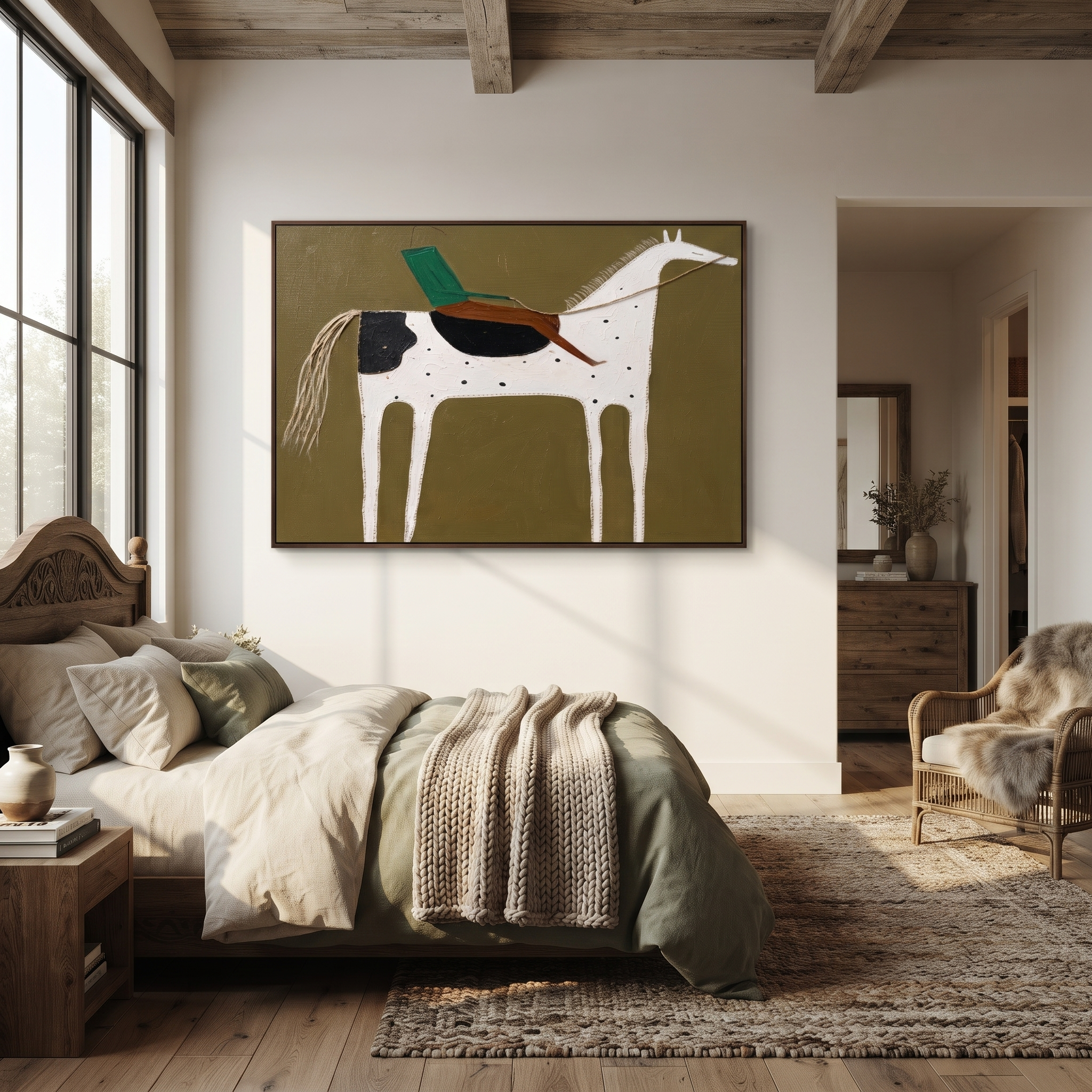 Green Rider Crosses Olive displayed in a layered residential setting
