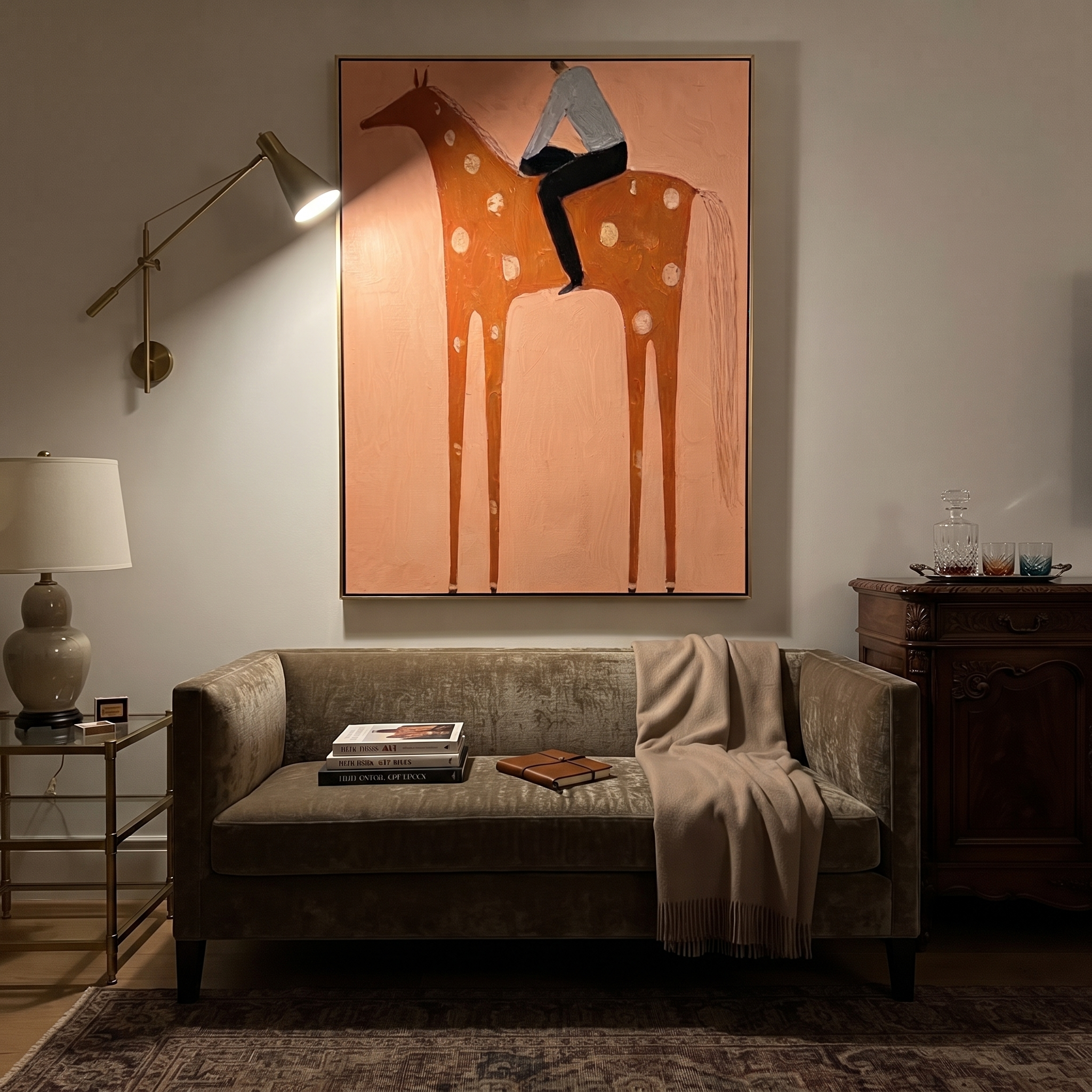 Silver Shirt Meets Coral styled with wood, linen, and modern decor
