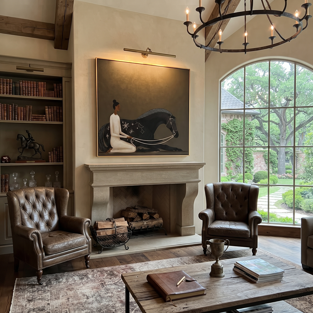 Constellations Rest on Black displayed in a collected contemporary interior