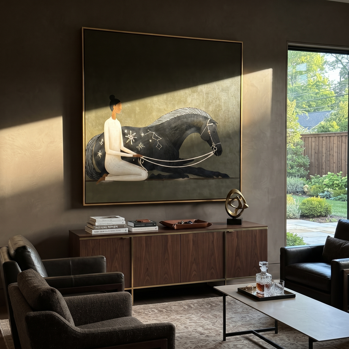 Constellations Rest on Black styled with warm modern furnishings