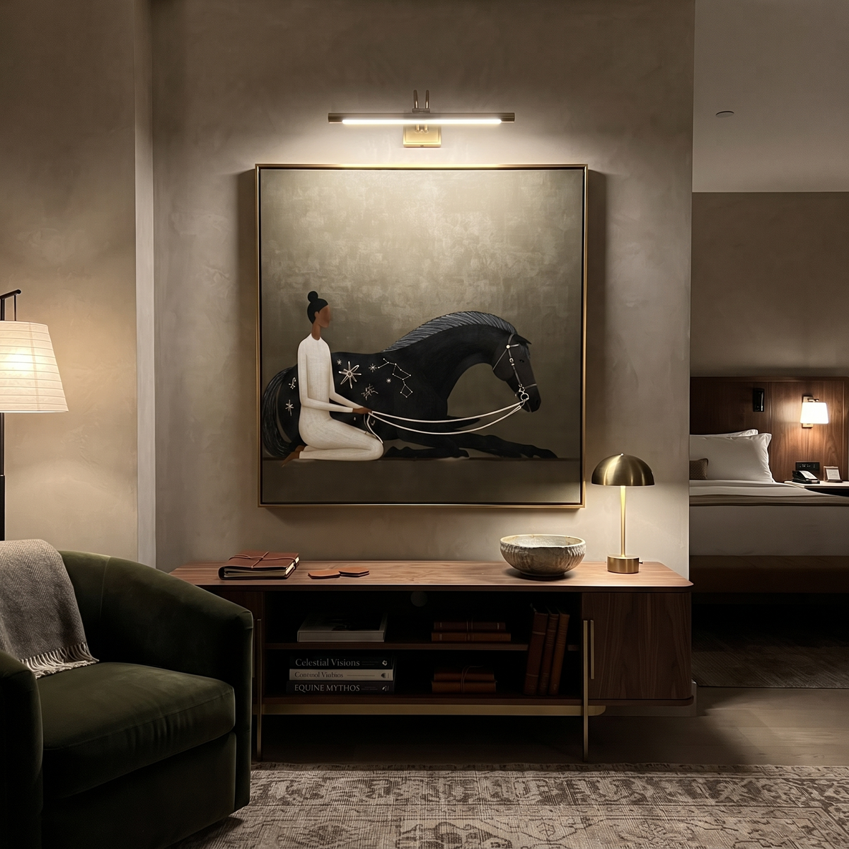 Constellations Rest on Black displayed in a layered residential setting