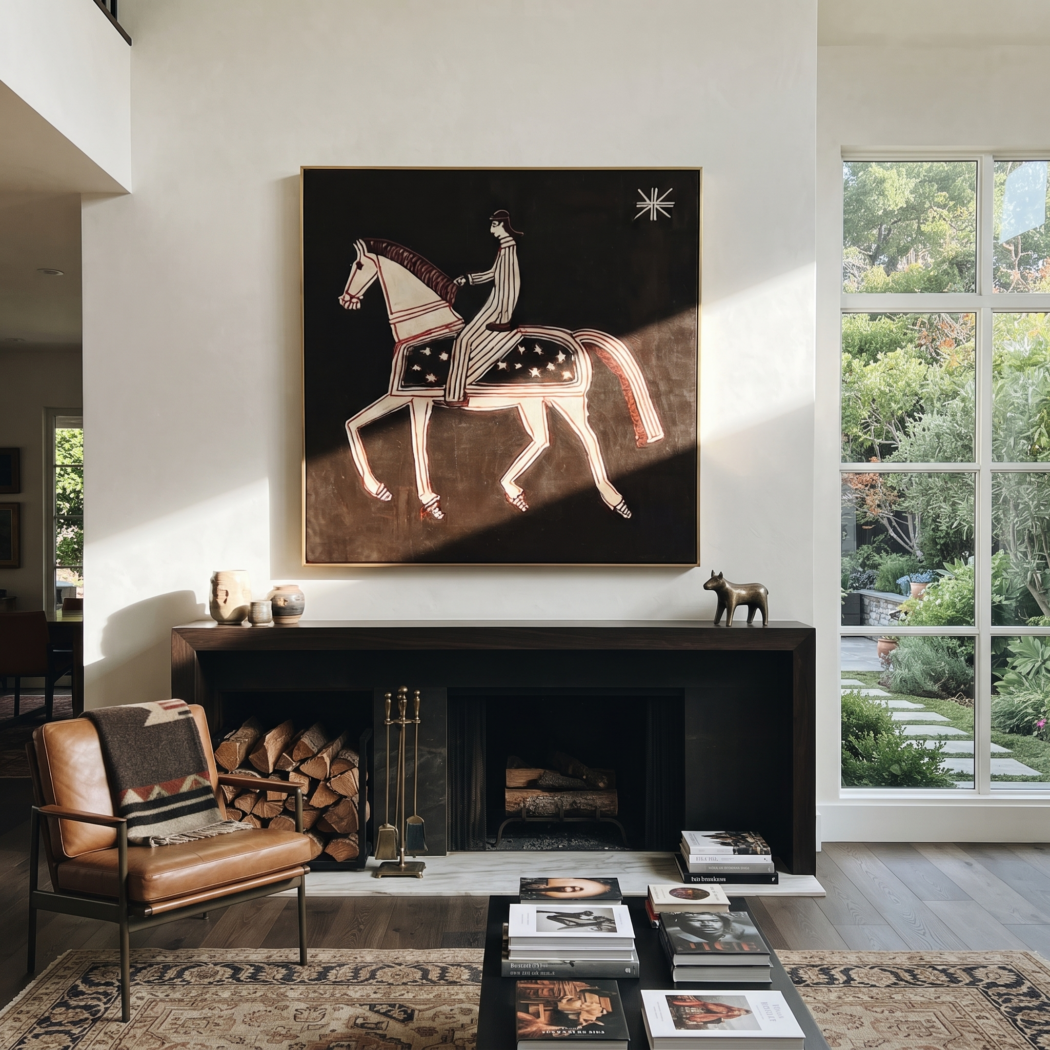 Striped Rider Walks Stars displayed in a collected contemporary interior