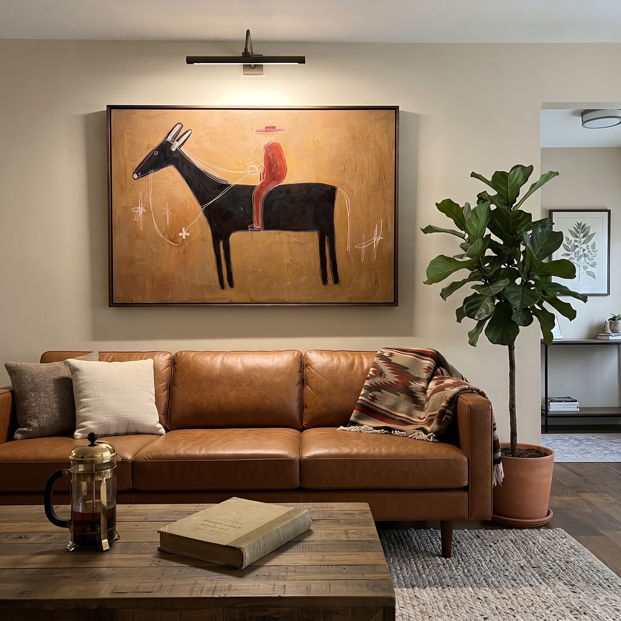 Red Silhouette Crosses Clay styled with warm modern furnishings
