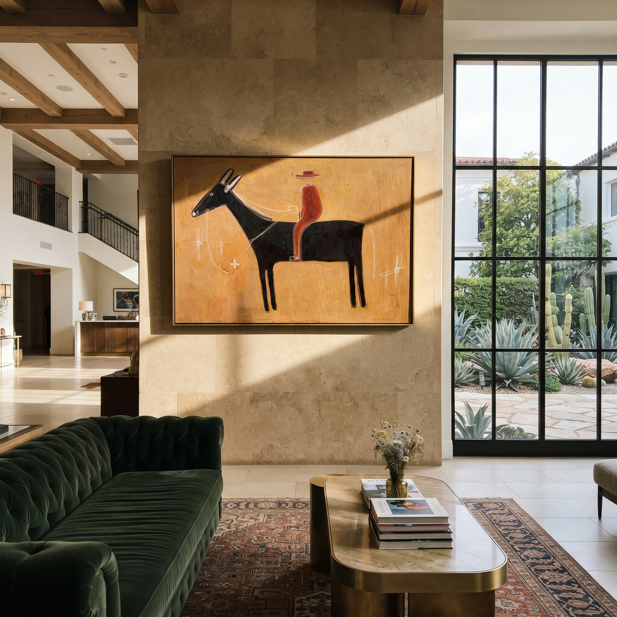 Red Silhouette Crosses Clay displayed in a layered residential setting