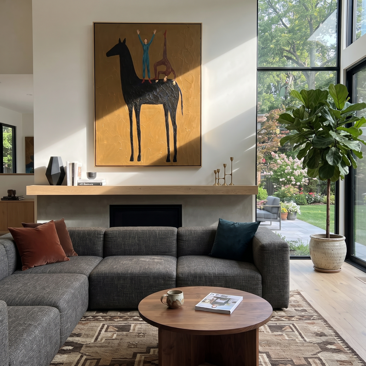 Two Acrobats Crown Midnight displayed in a collected contemporary interior