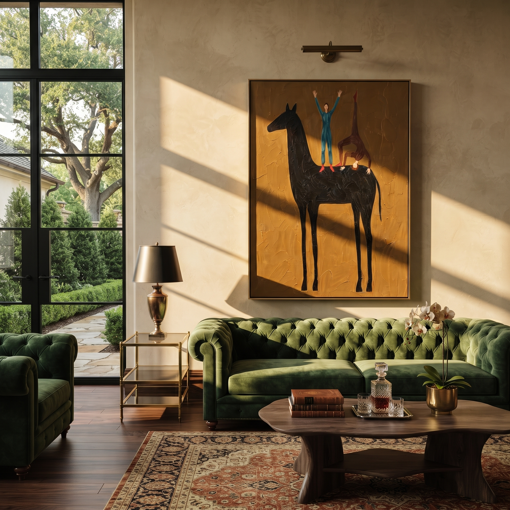 Two Acrobats Crown Midnight presented as a colorful interior focal point