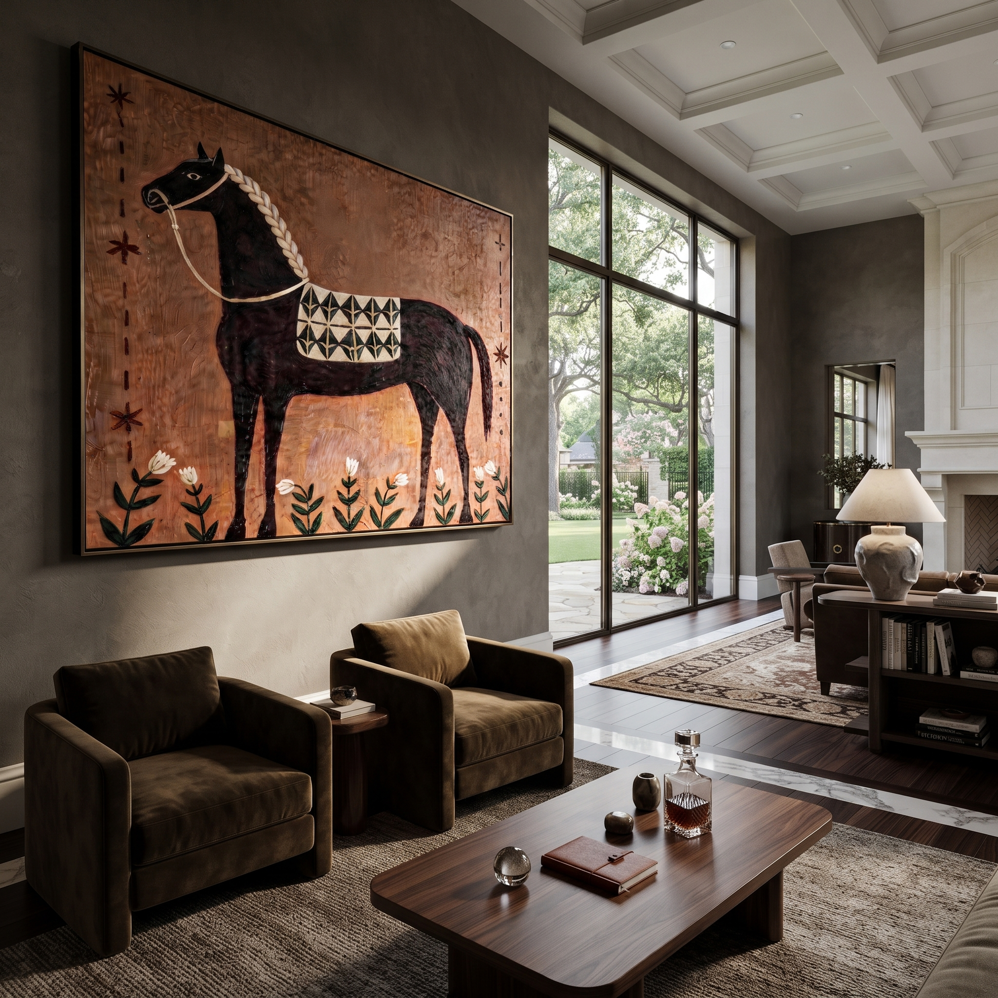 Flowers Rise Beneath Dapples presented as a colorful interior focal point