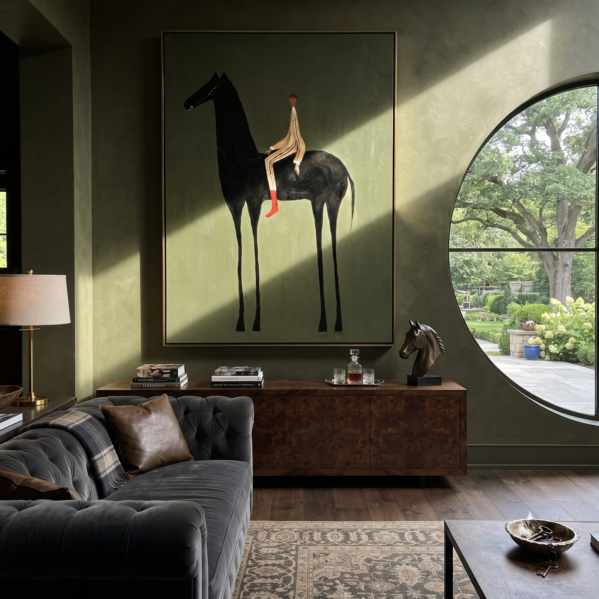 Pale Rider Sits High presented as a colorful interior focal point