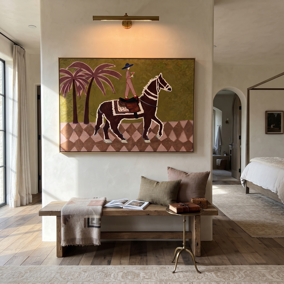 Palm Shadows Follow Rider displayed in a layered residential setting