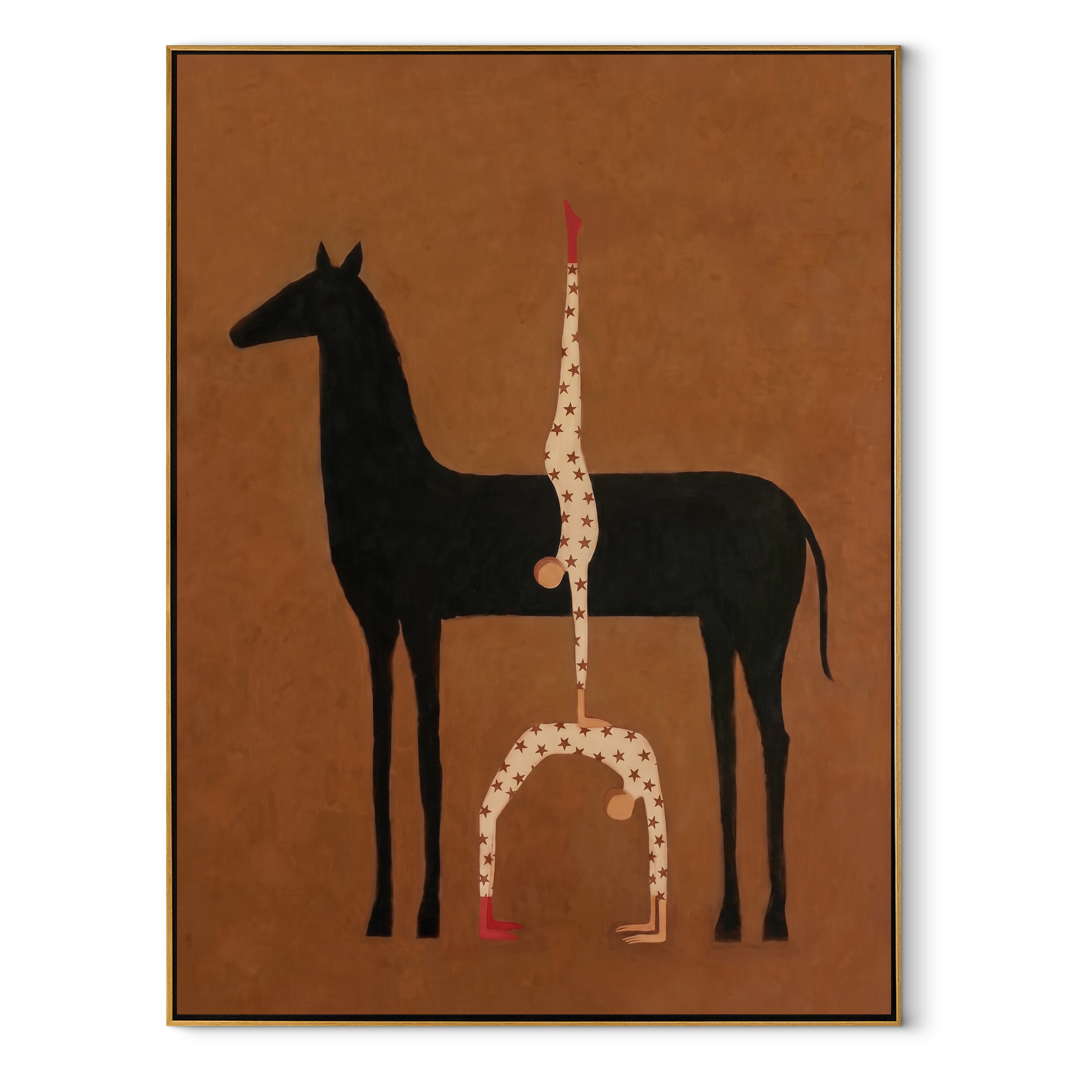 Inverted Stars Meet Horse equestrian horse painting, vertical canvas artwork
