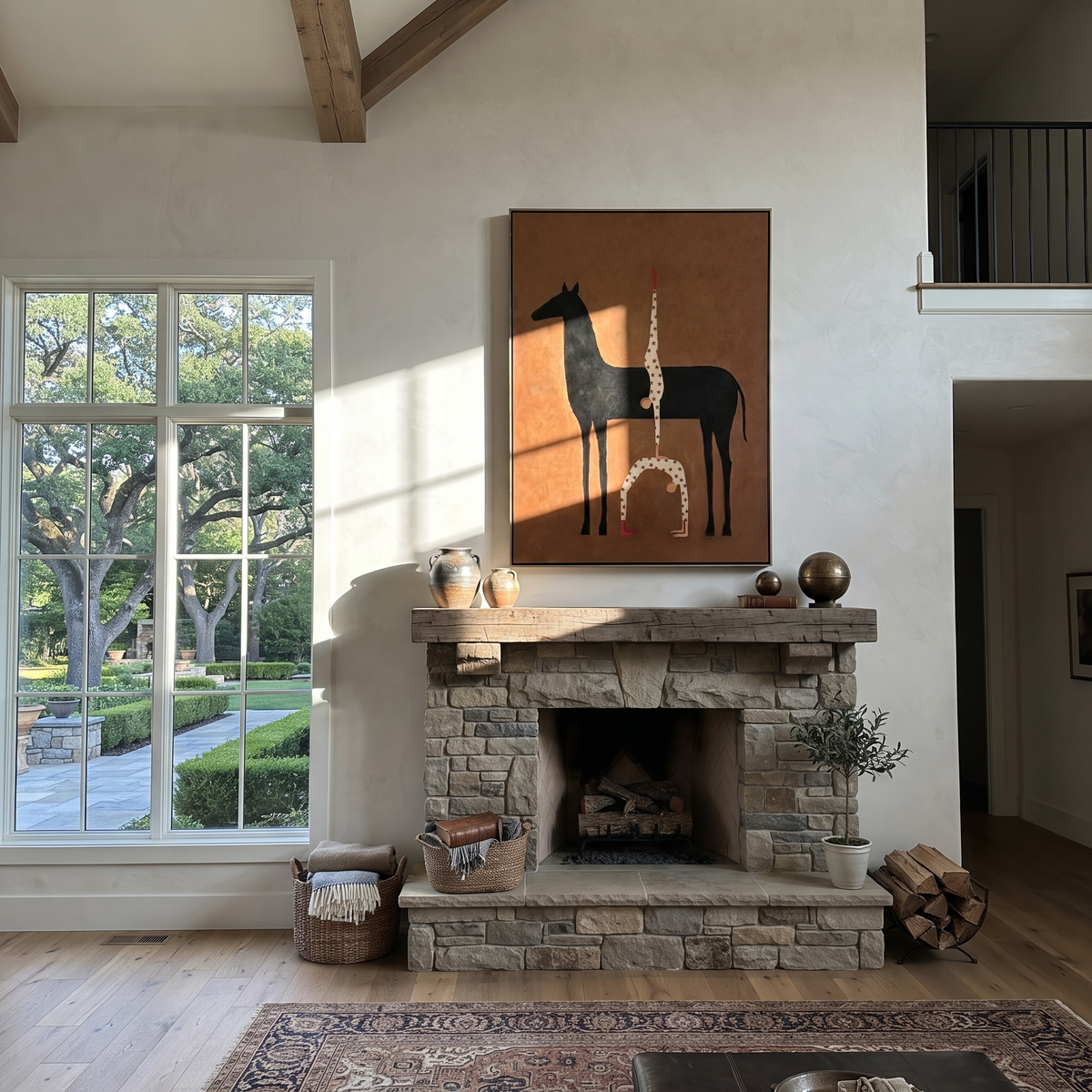 Inverted Stars Meet Horse styled with wood, linen, and modern decor