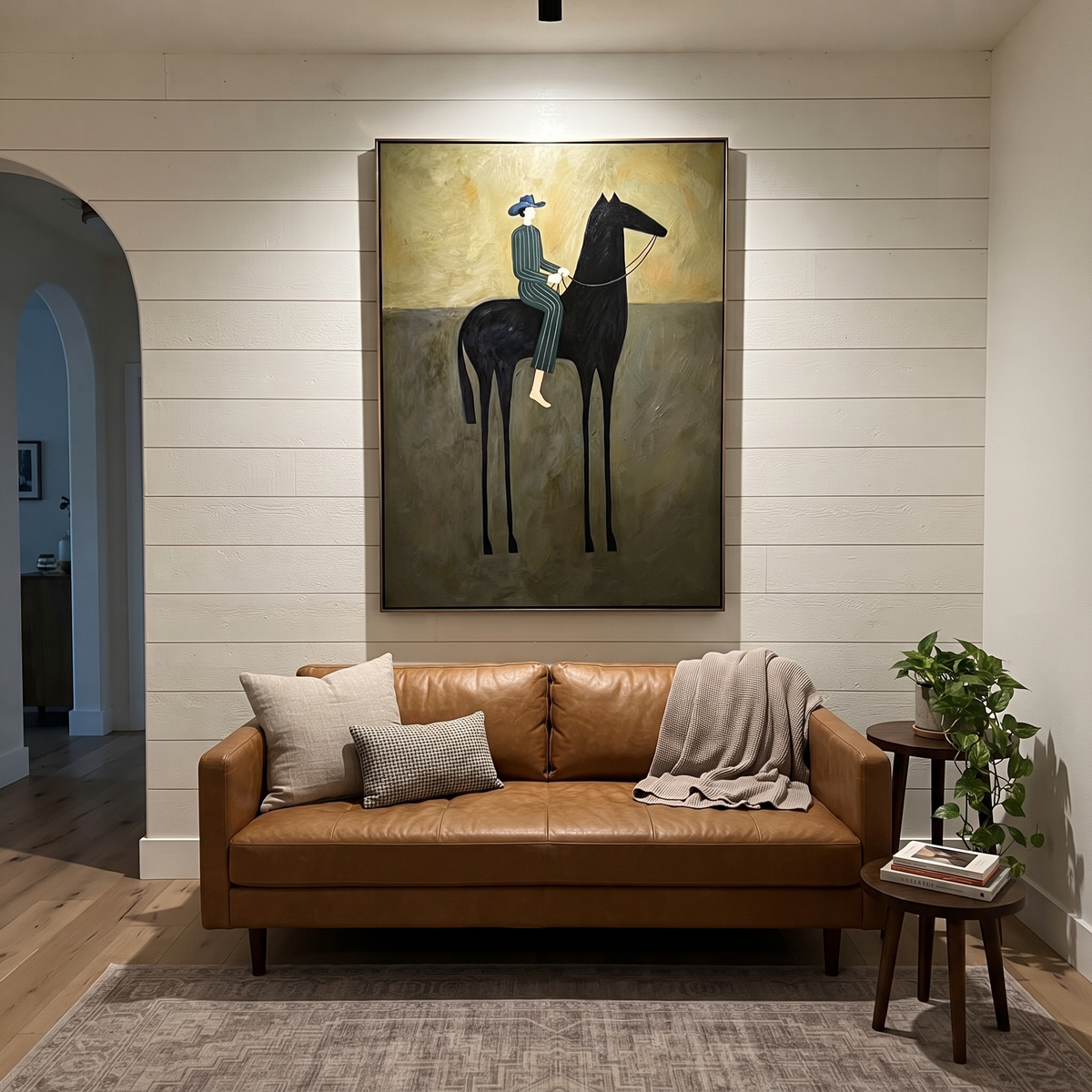 Green Stripes Ride Midnight displayed in a layered residential setting