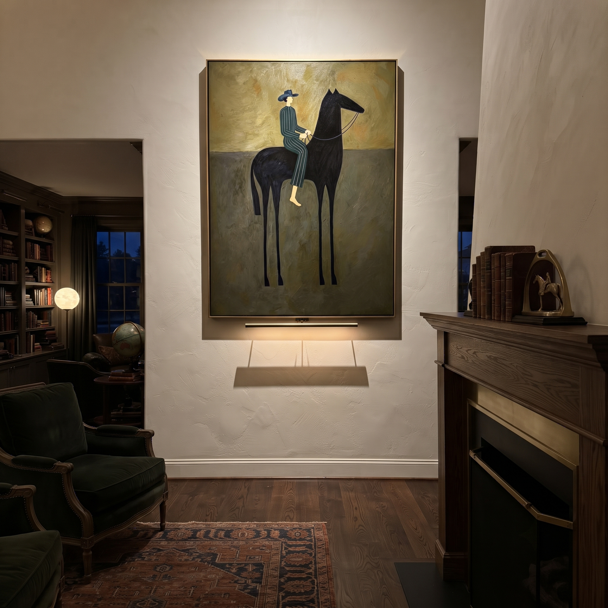 Green Stripes Ride Midnight styled with wood, linen, and modern decor