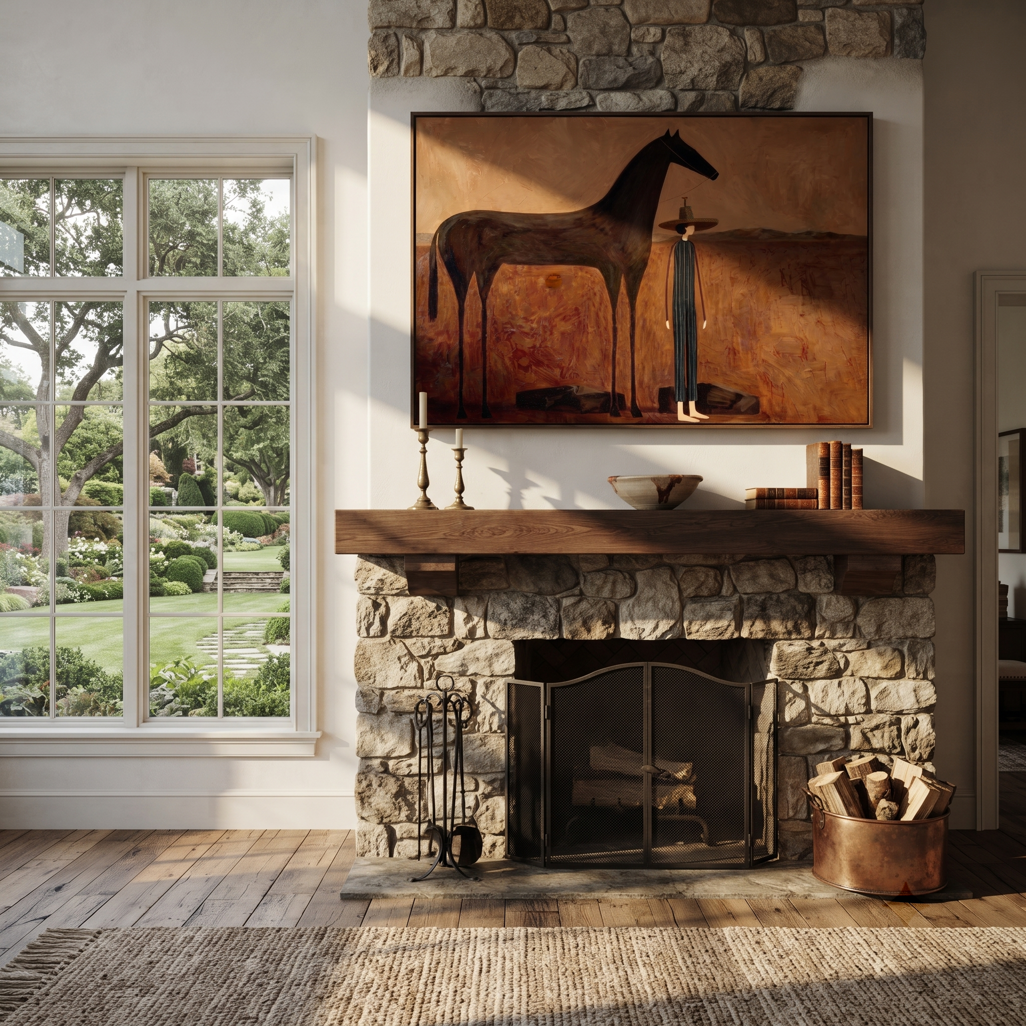 Tall Horse Guards Rest styled with warm modern furnishings