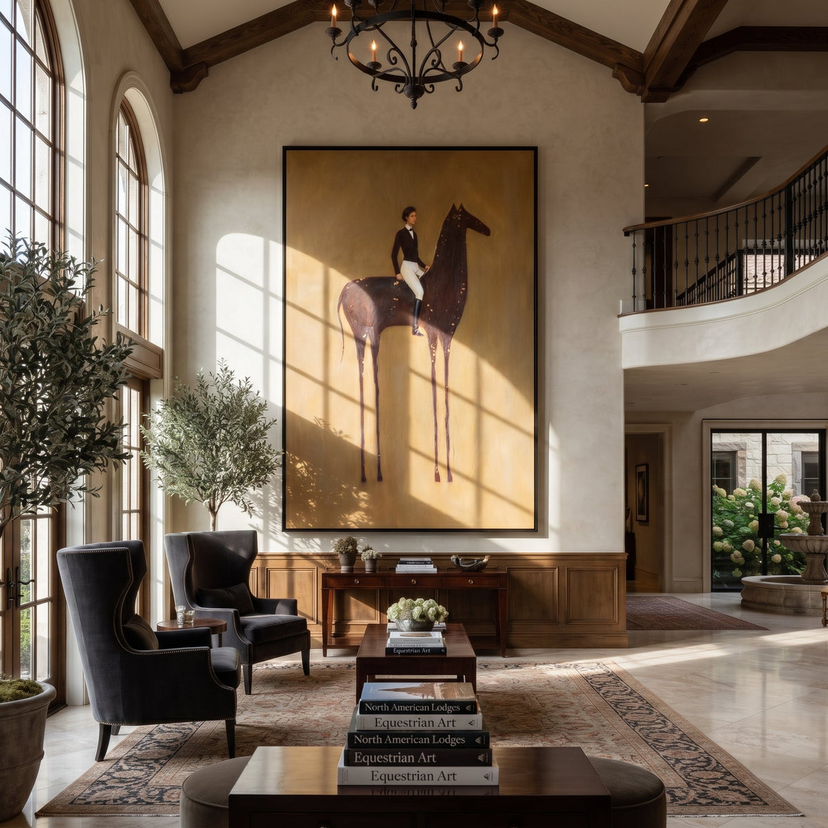 White Breeches Ride Dapples displayed in a collected contemporary interior