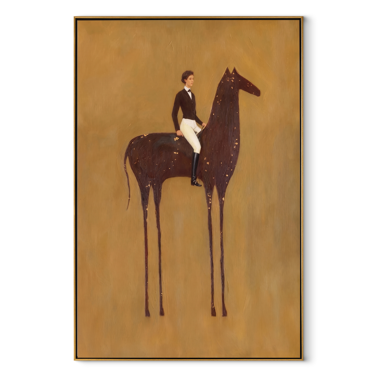 White Breeches Ride Dapples equestrian horse painting, vertical canvas artwork