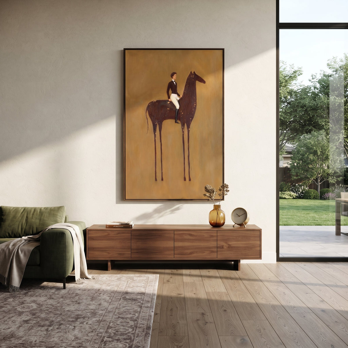 White Breeches Ride Dapples styled with warm modern furnishings