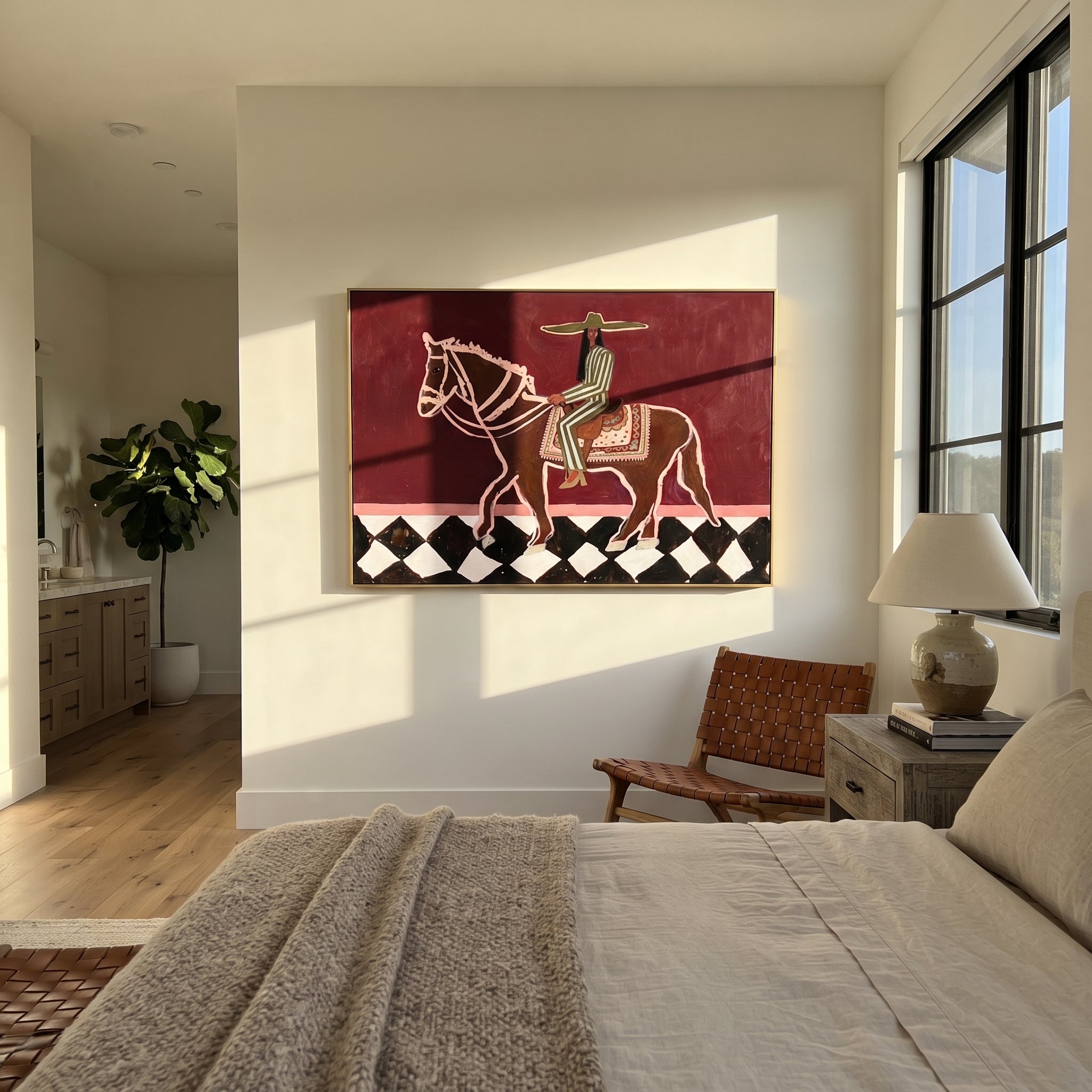 Checked Road Carries Rider displayed in a collected contemporary interior
