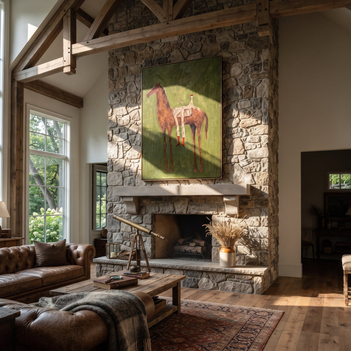 Chestnut Carries Striped Rest styled with warm modern furnishings