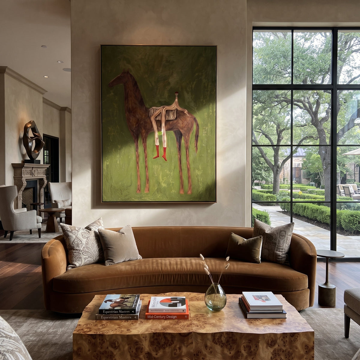 Chestnut Carries Striped Rest presented as a colorful interior focal point