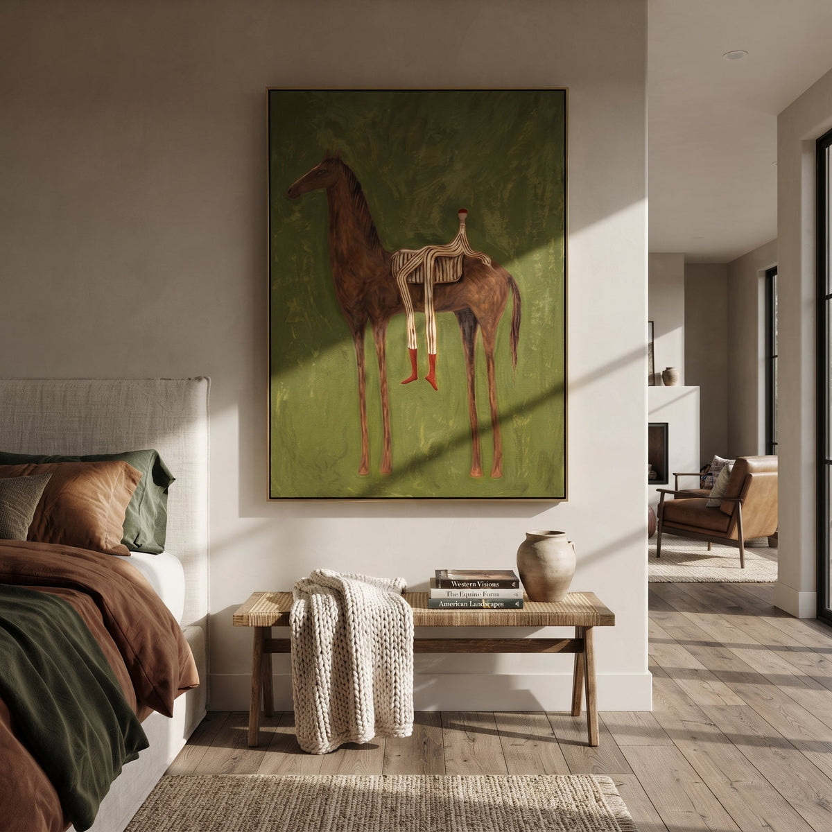 Chestnut Carries Striped Rest displayed in a layered residential setting