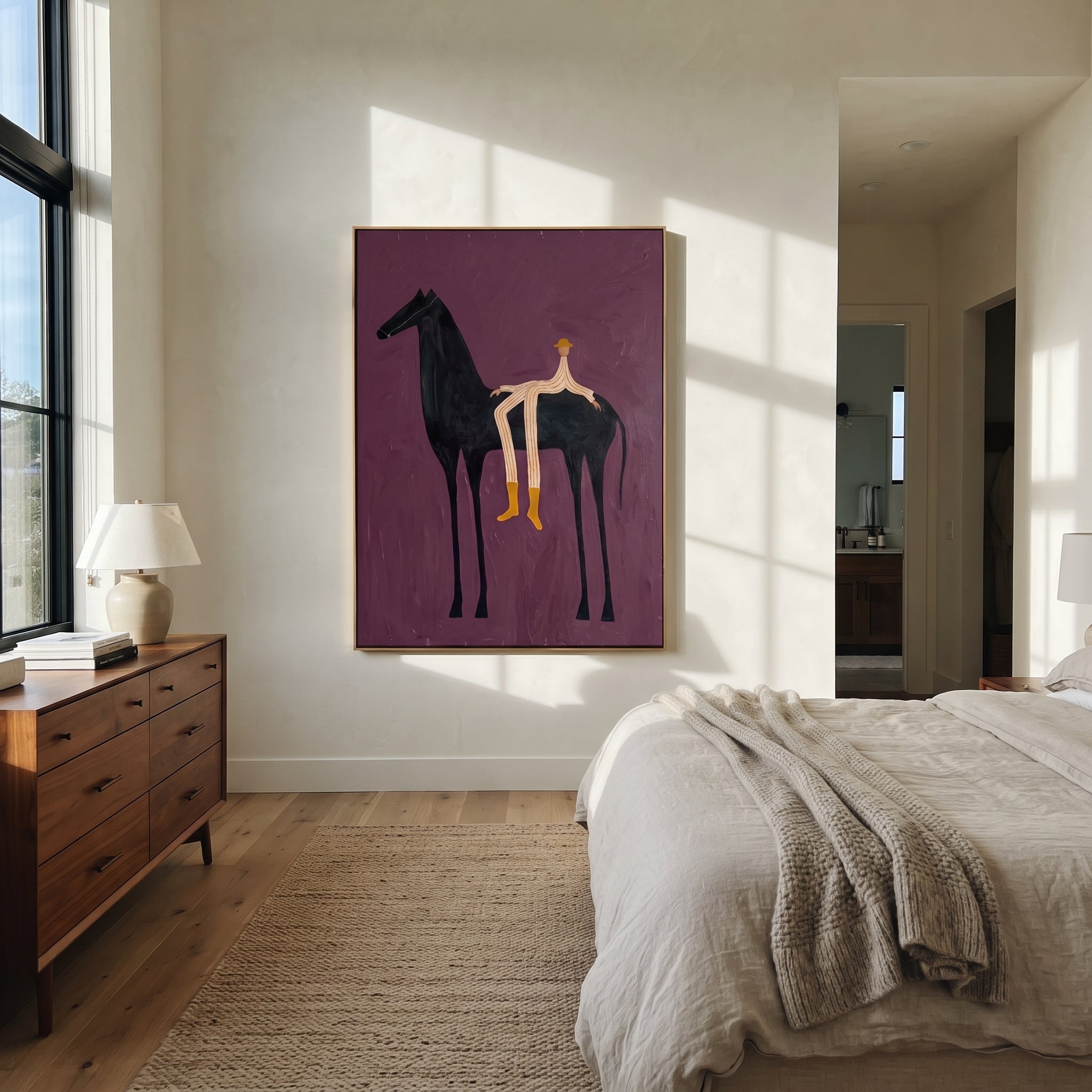 Yellow Boots Cross Violet displayed in a layered residential setting