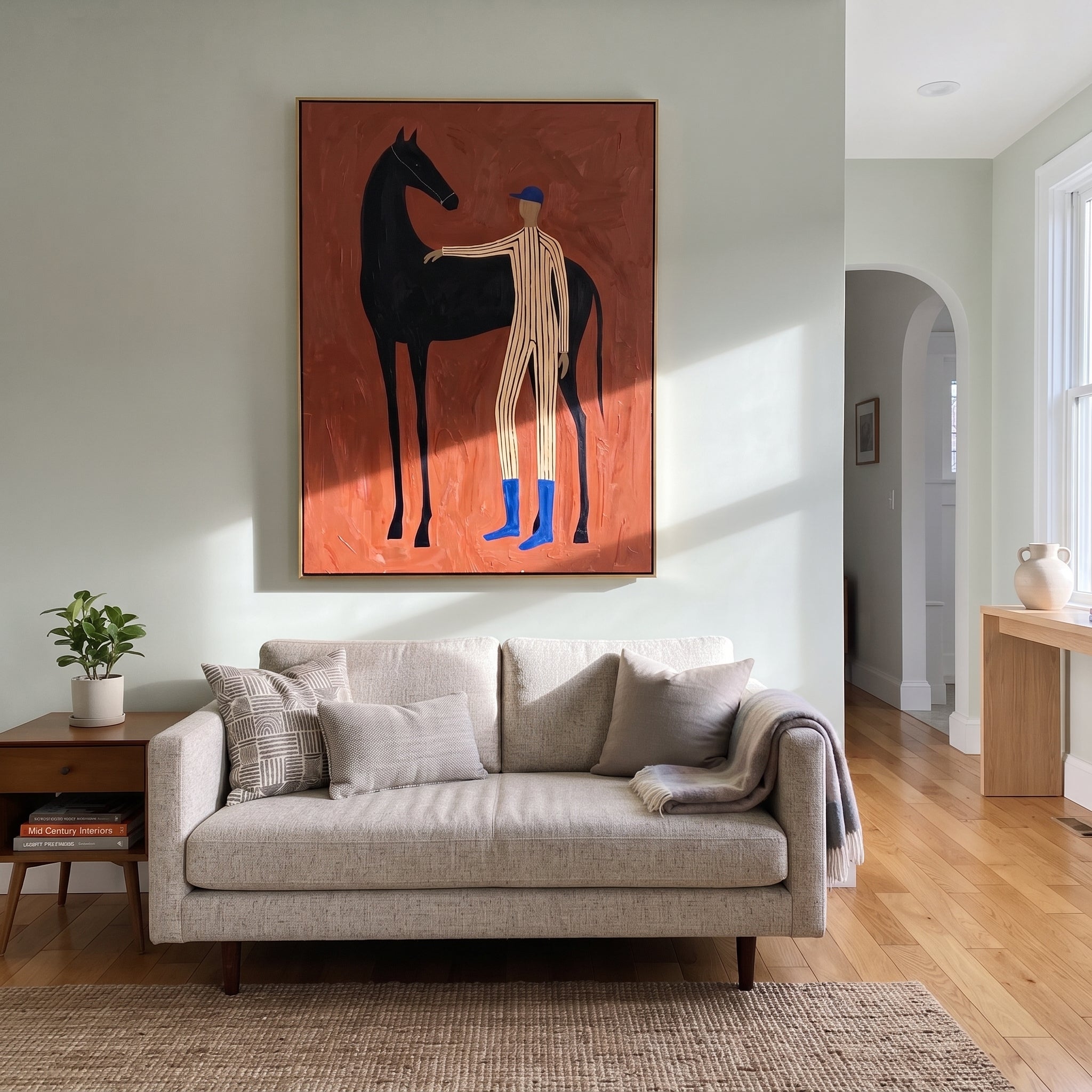 Blue Boots Steady Black presented as a colorful interior focal point