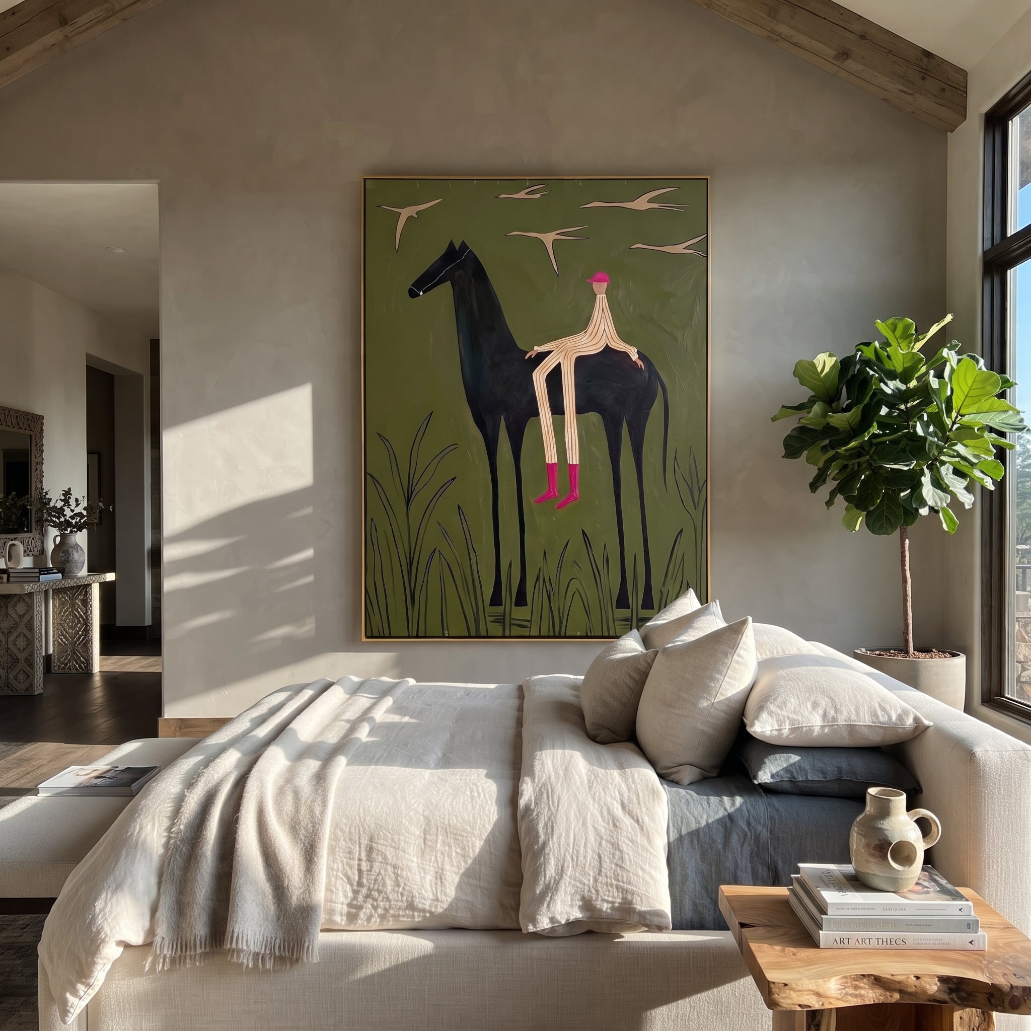Pink Boots Watch Birds displayed in a collected contemporary interior